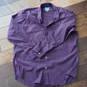 L.L. Bean slightly fitted maroon and white button down